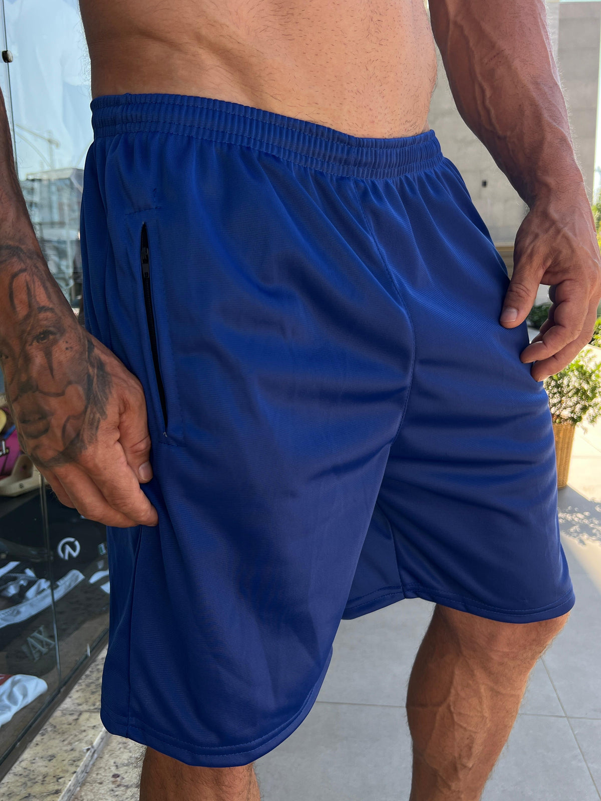Shorts Ziper azul plissado - foto 3 de 12