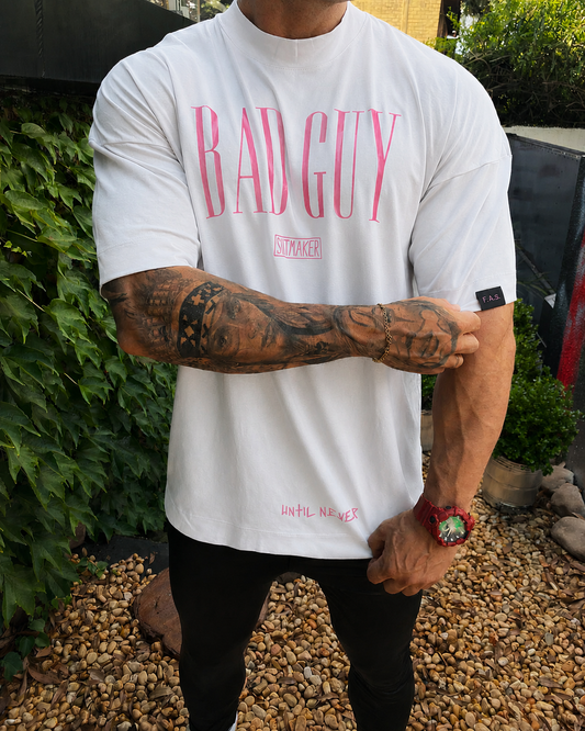 Camiseta Oversized Bad White Pink