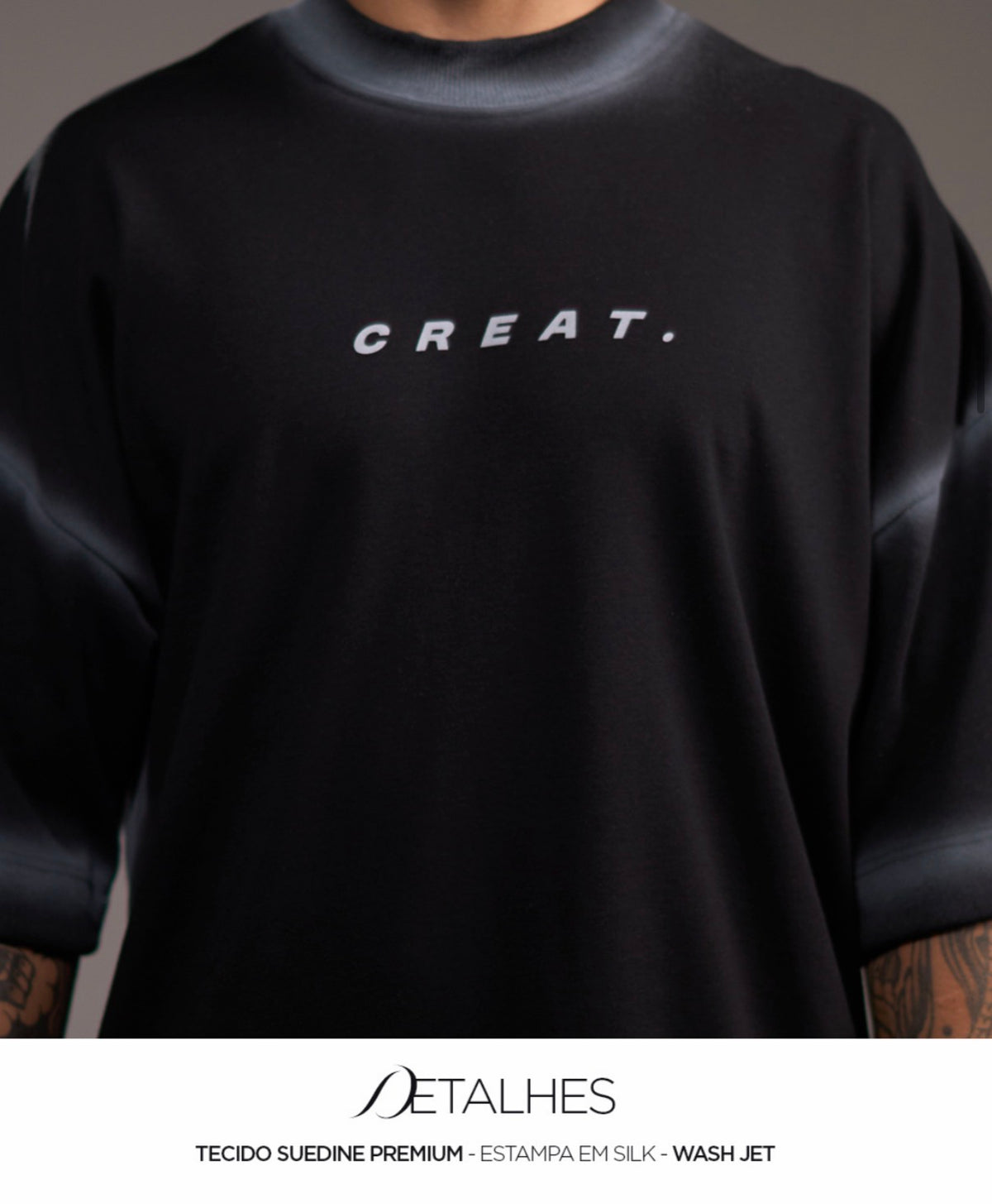 Camiseta oversized Creat preta - foto 3 de 5