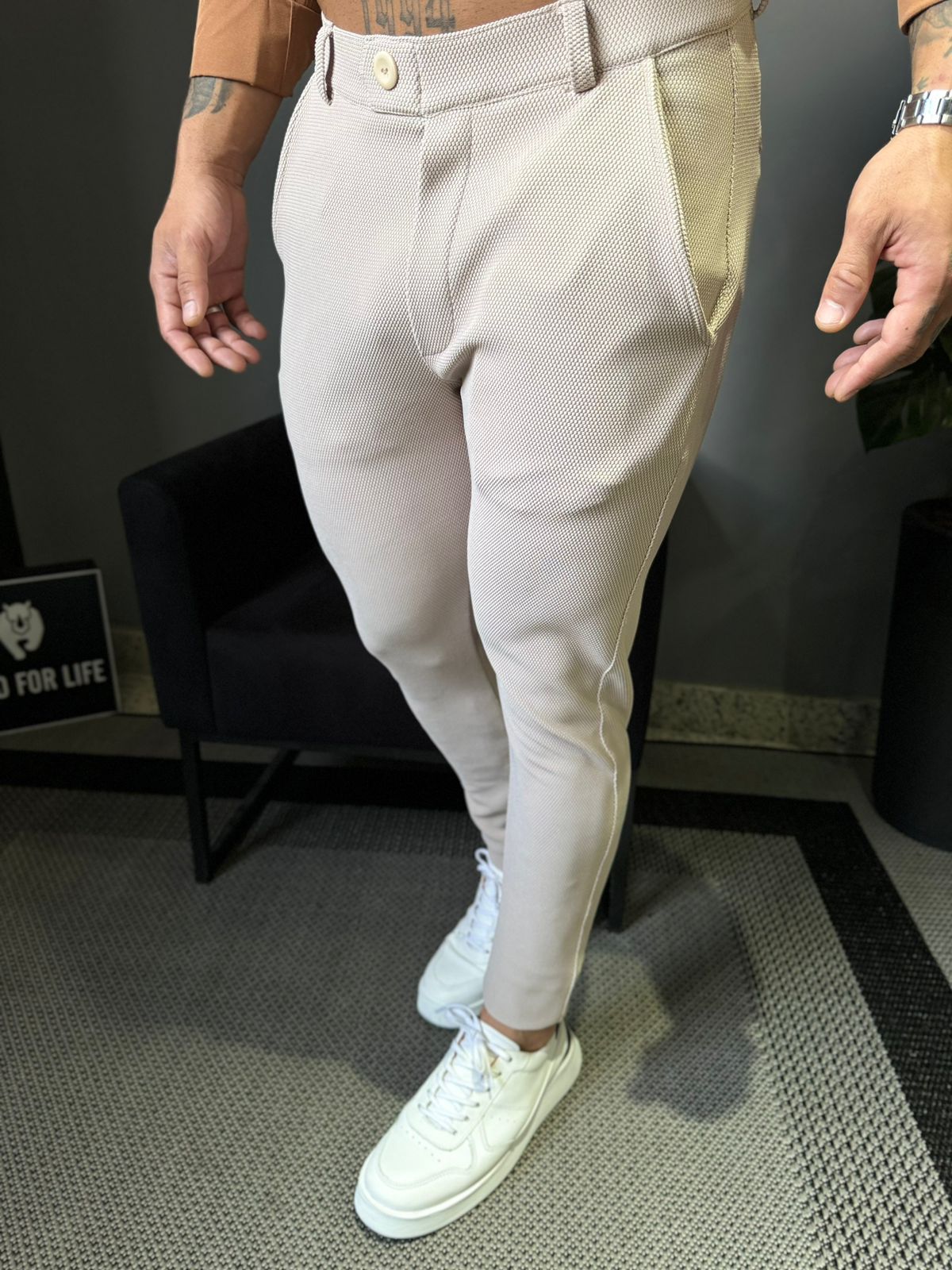Calça Alfaiataria Texturizada Off White