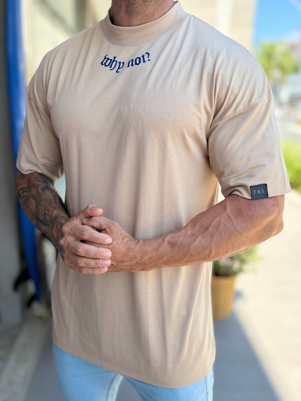 Camiseta oversized Why Not? Desert marrom claro - foto 2 de 11
