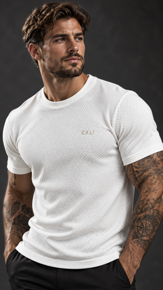 Camiseta Cali Textura Waffle Branca