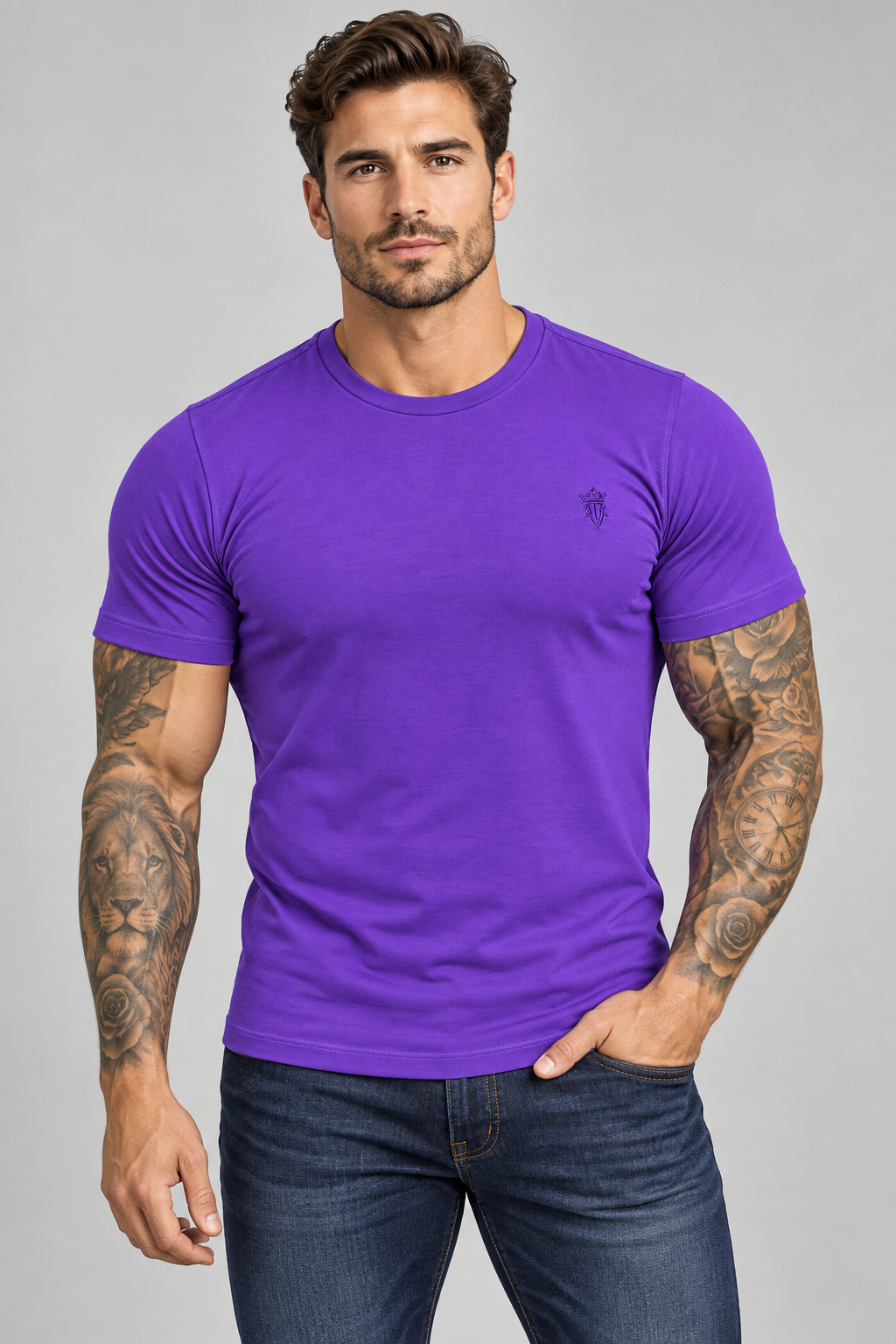 Camiseta de algodão roxa