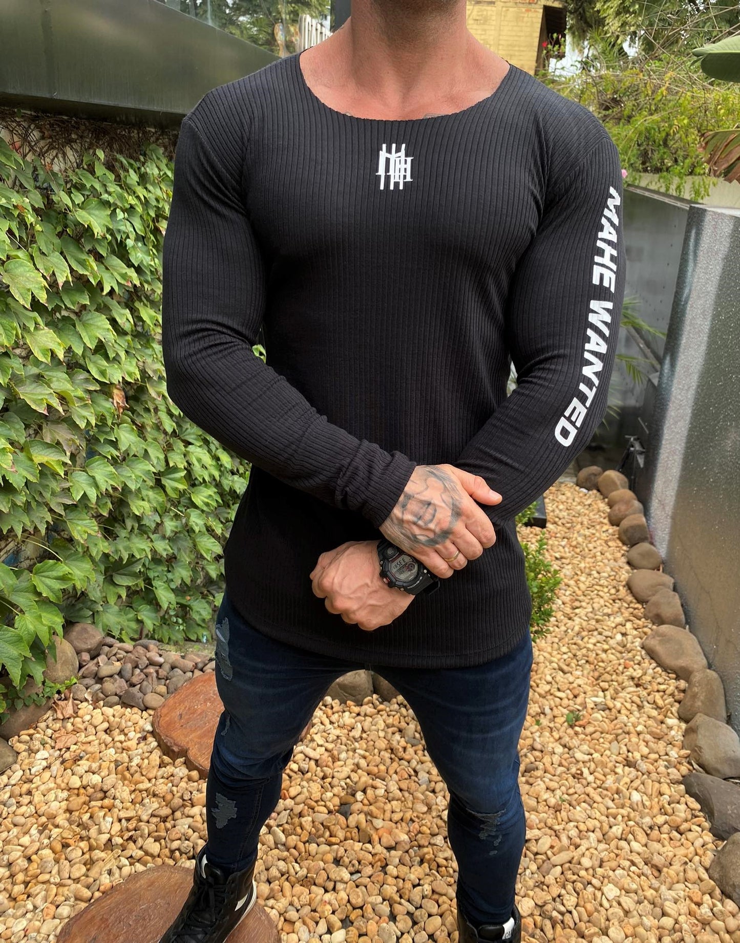 Camiseta Canelada Fall Black