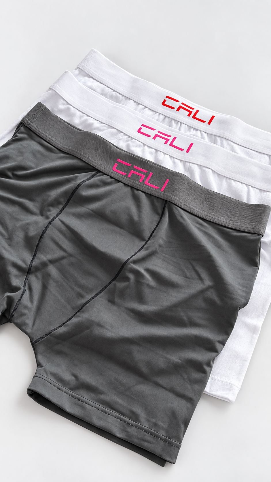 Kit com 3 Cuecas Cali Branco vermelho/Branco Rosa/Cinza Rosa