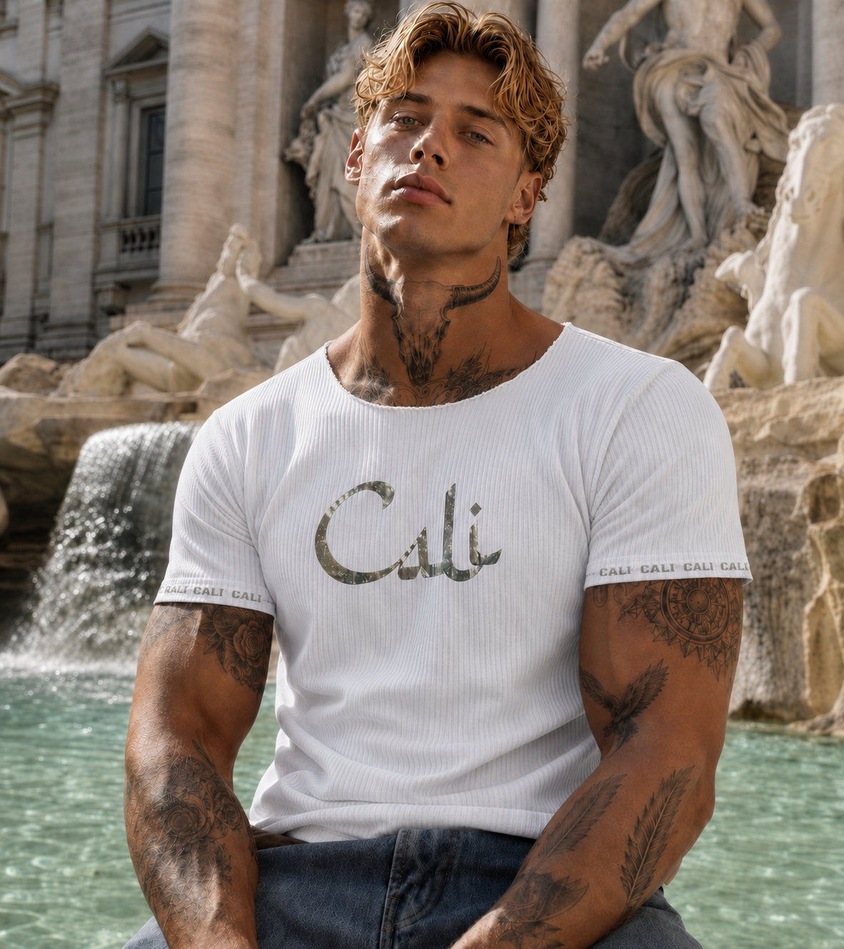 Camiseta Cali canelada branca e prata - foto 4 de 4