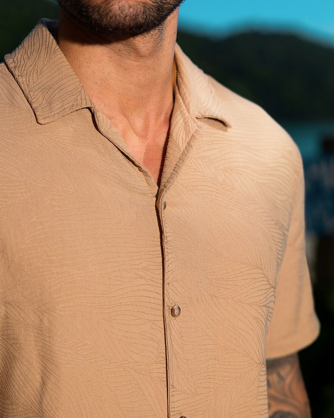 Camisa Leaf Jacquard bege - foto 3 de 7