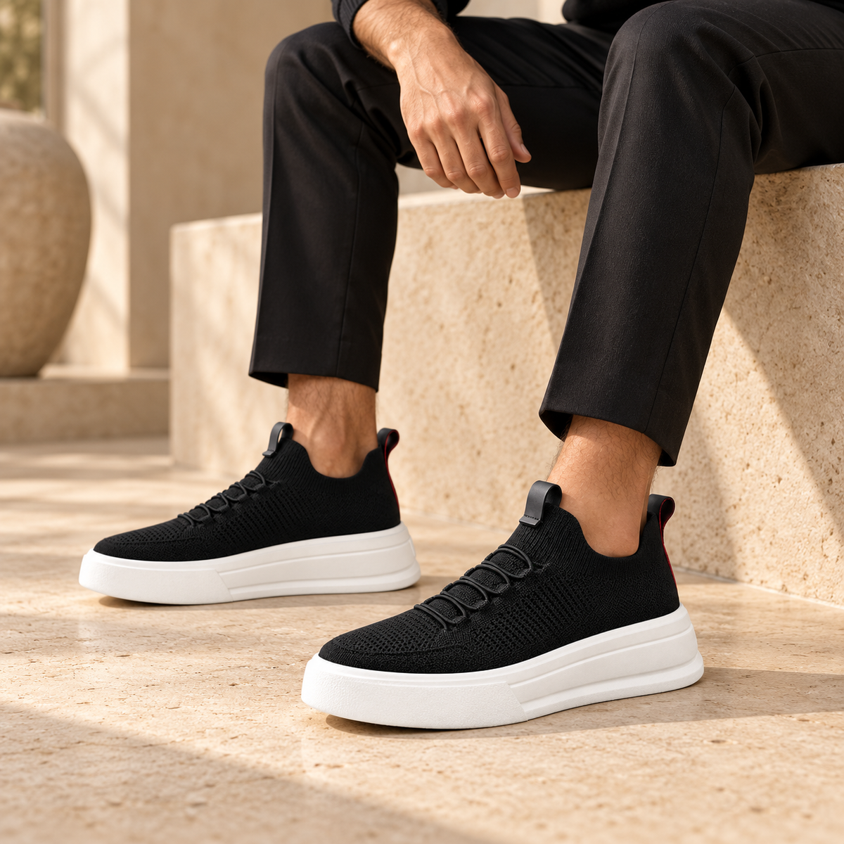 Tênis masculino casual Black White