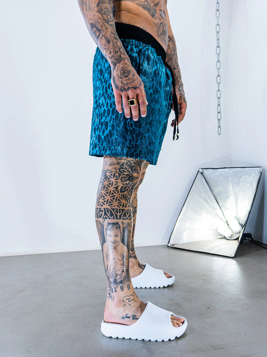 Shorts Leopard - Electric Blue