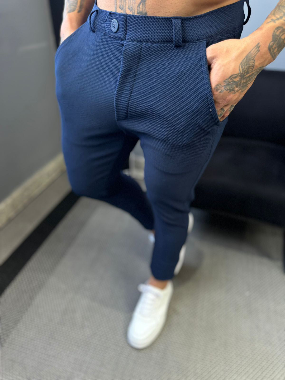Calça alfaiataria premium azul escuro