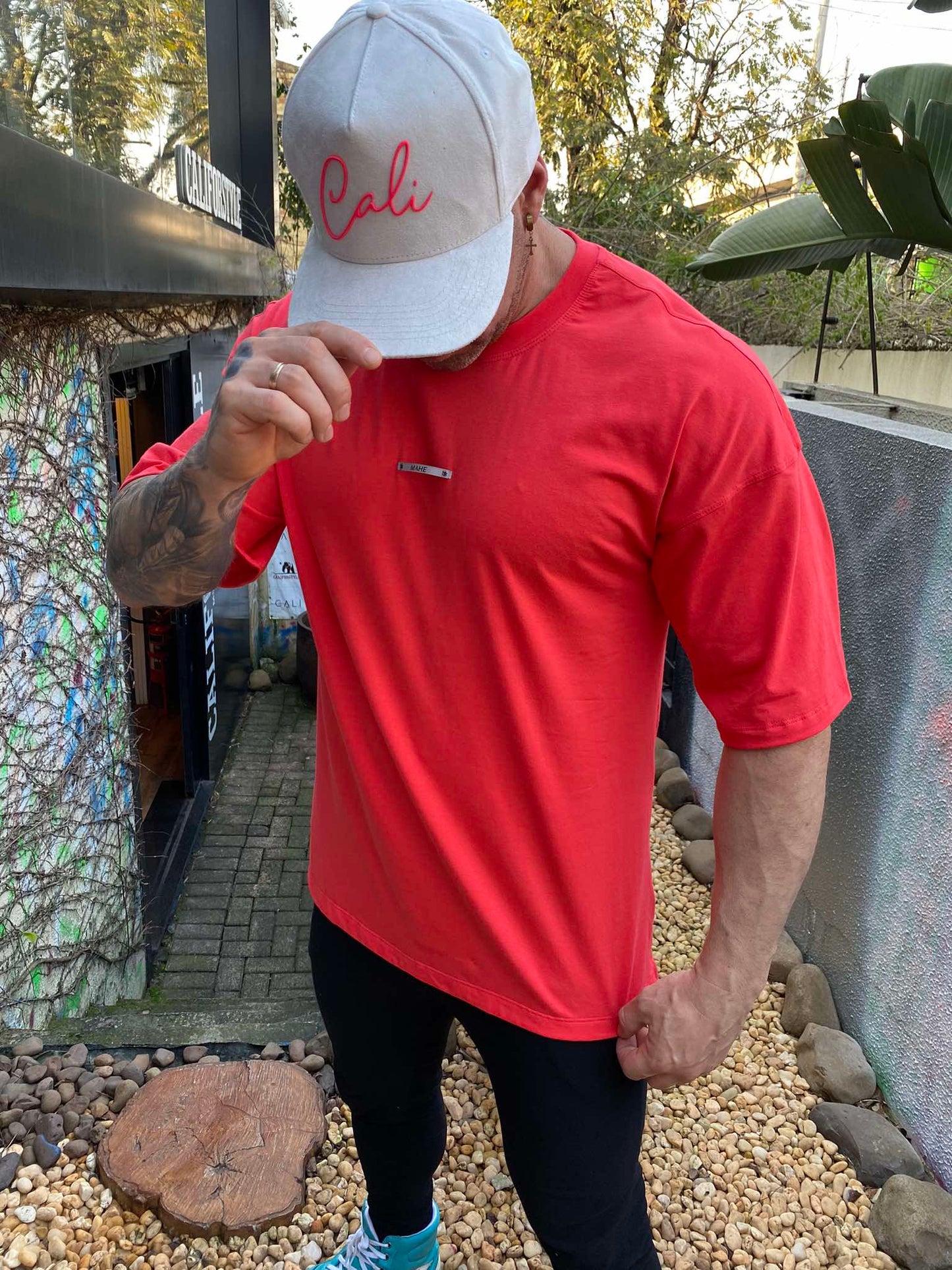 Camiseta Mahe Oversized Red Spray