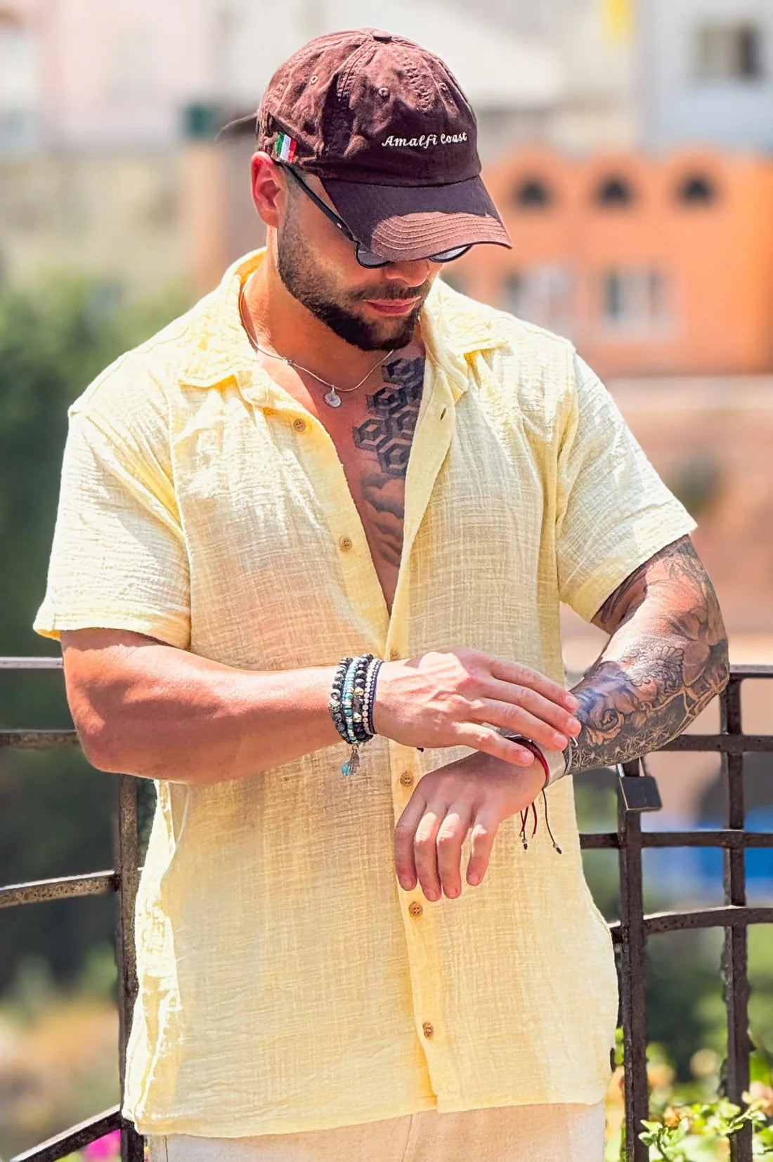 CAMISA MANGA CURTA RÚSTICA - AMARELO
