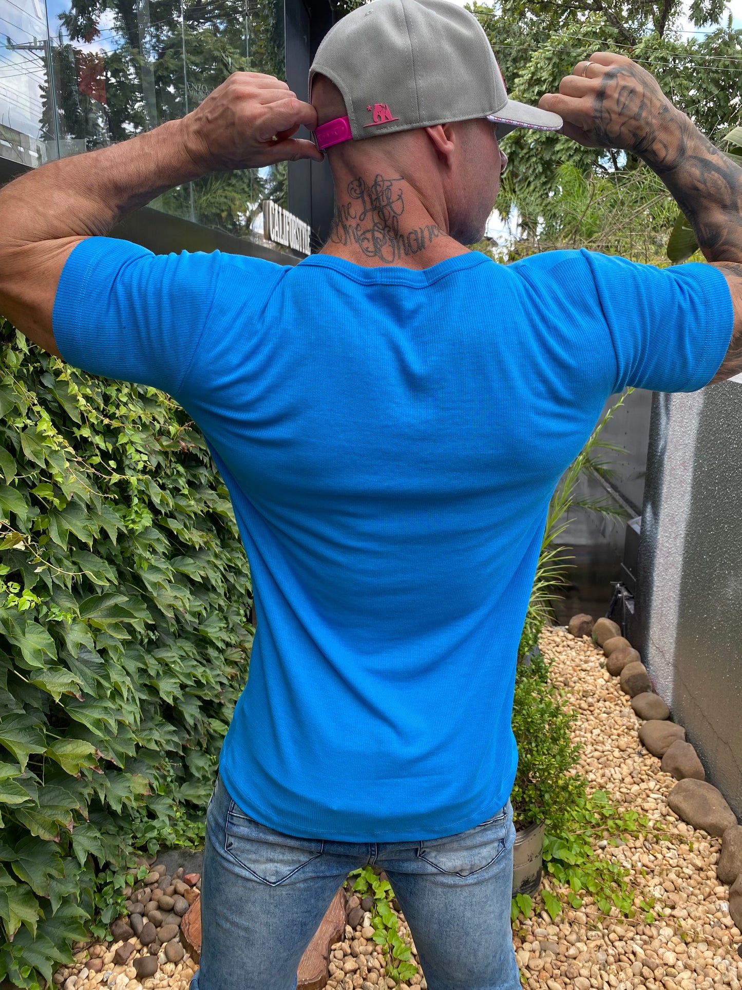 Camiseta Slim Canelada Sky Blue