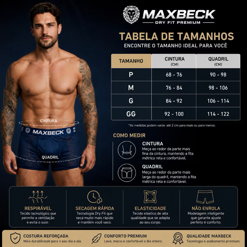 Kit com 3 Cuecas Boxer