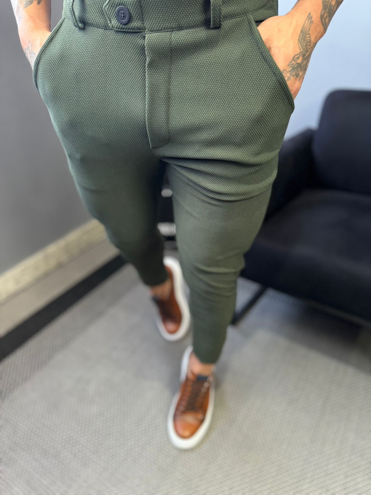 Calça Alfaiataria Texturizada Militar