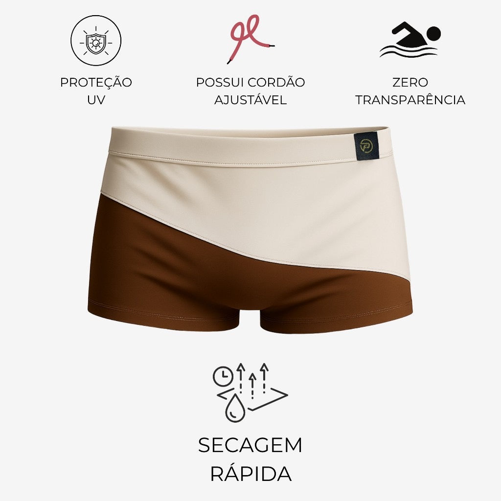 Sunga de praia bege e branca