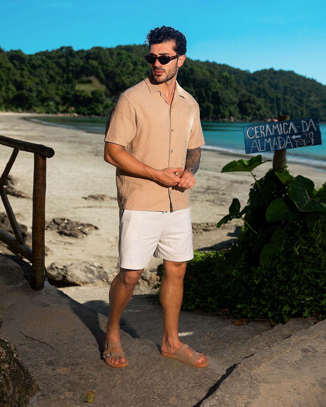Camisa Leaf Jacquard bege - foto 5 de 7