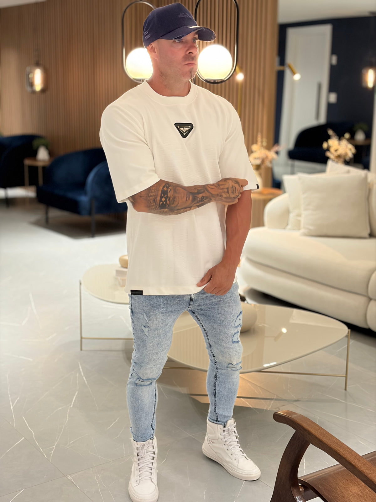 Camiseta oversized Águia Textura off white