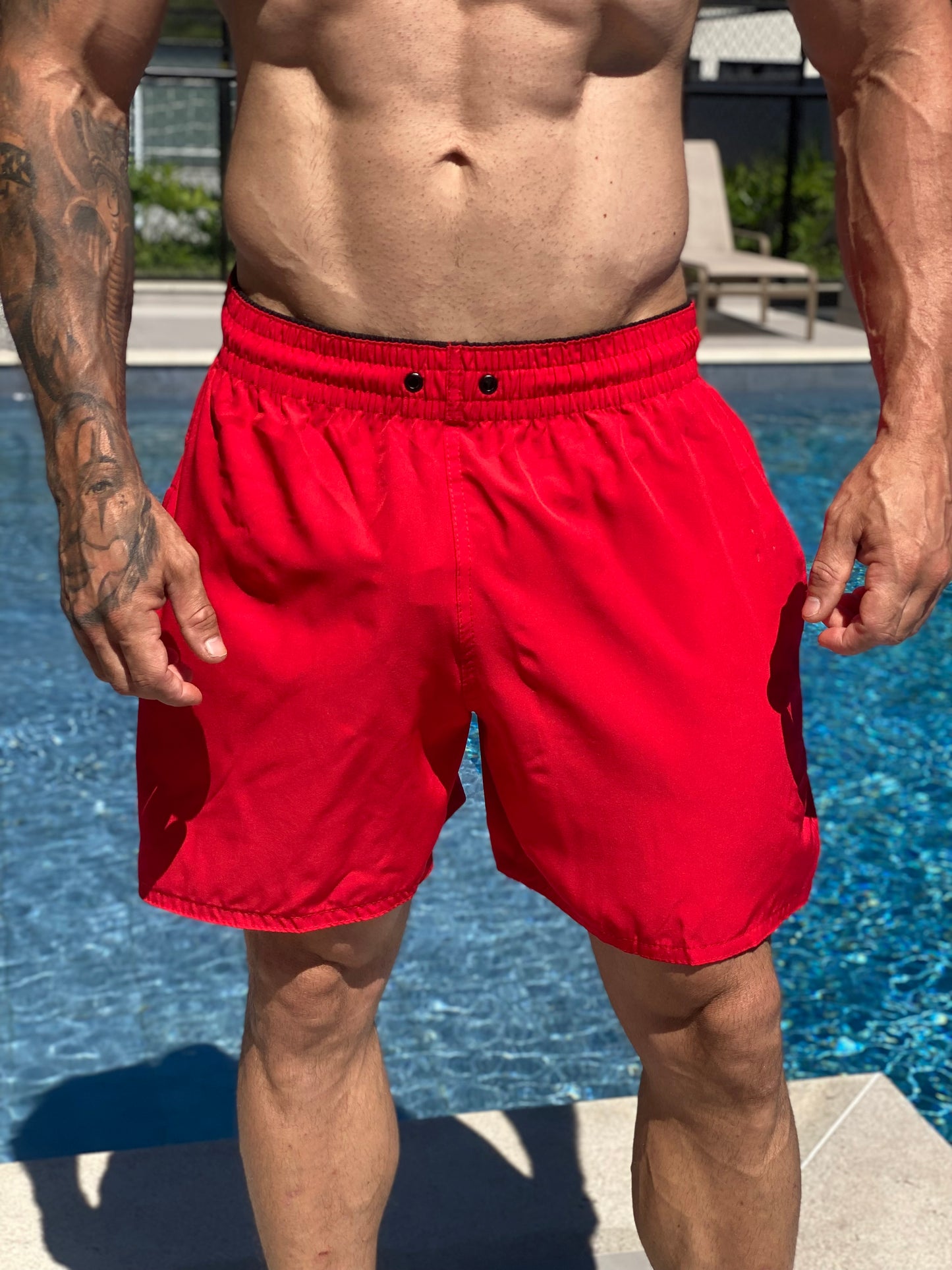 Shorts Praia- Secagem rápida Red