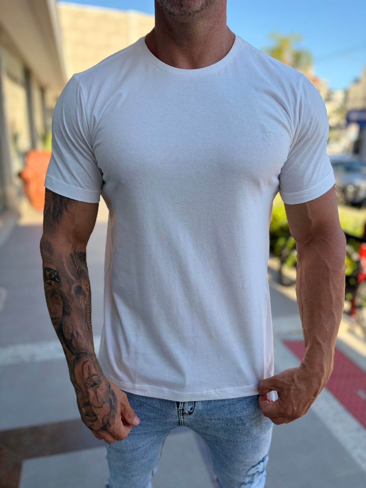 Camiseta LV Semi Long slim off white