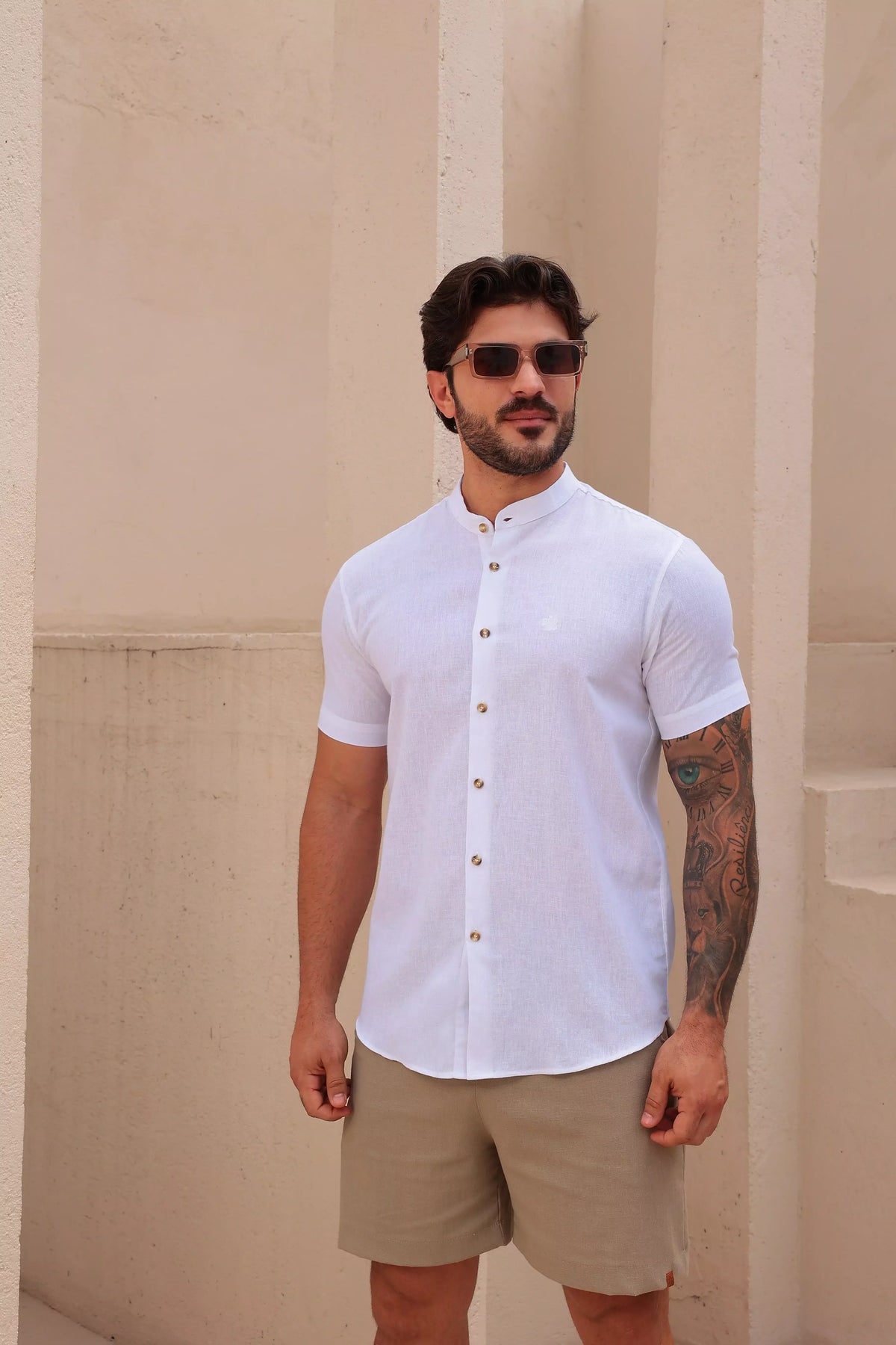 Camisa gola padre linho branca - foto 8 de 10