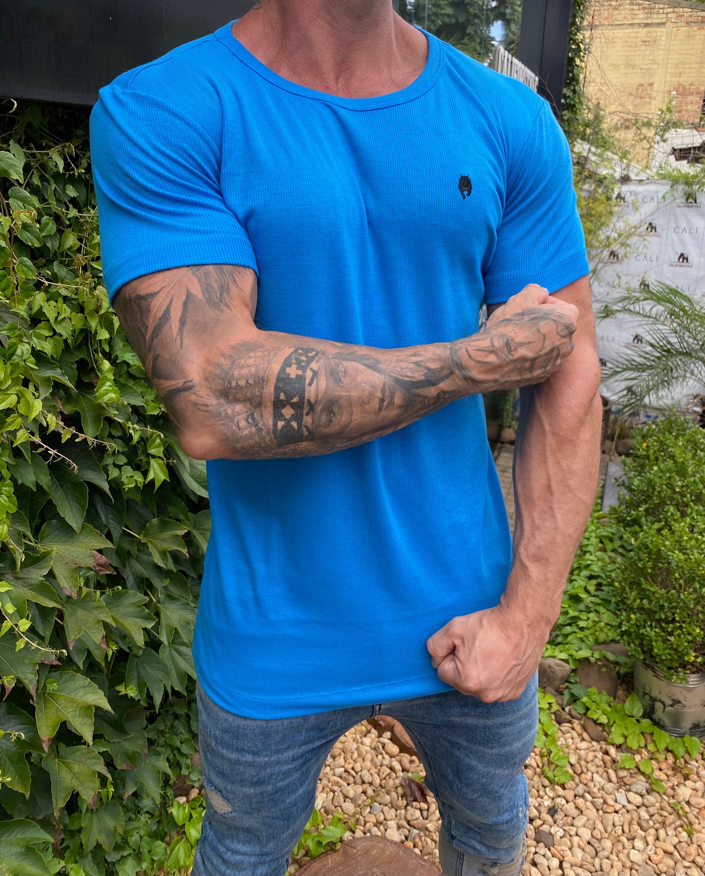 Camiseta Slim Canelada Sky Blue