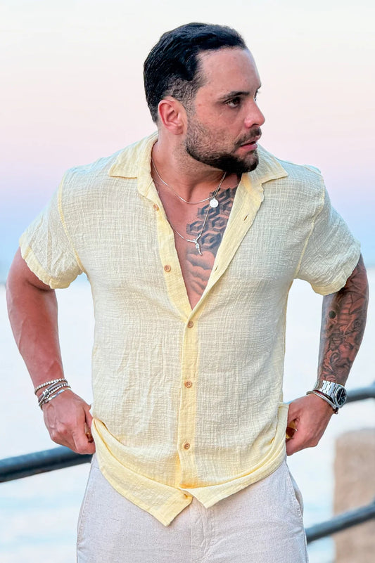 CAMISA MANGA CURTA RÚSTICA - AMARELO