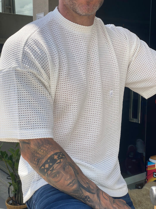Camiseta Over Off White Tricot