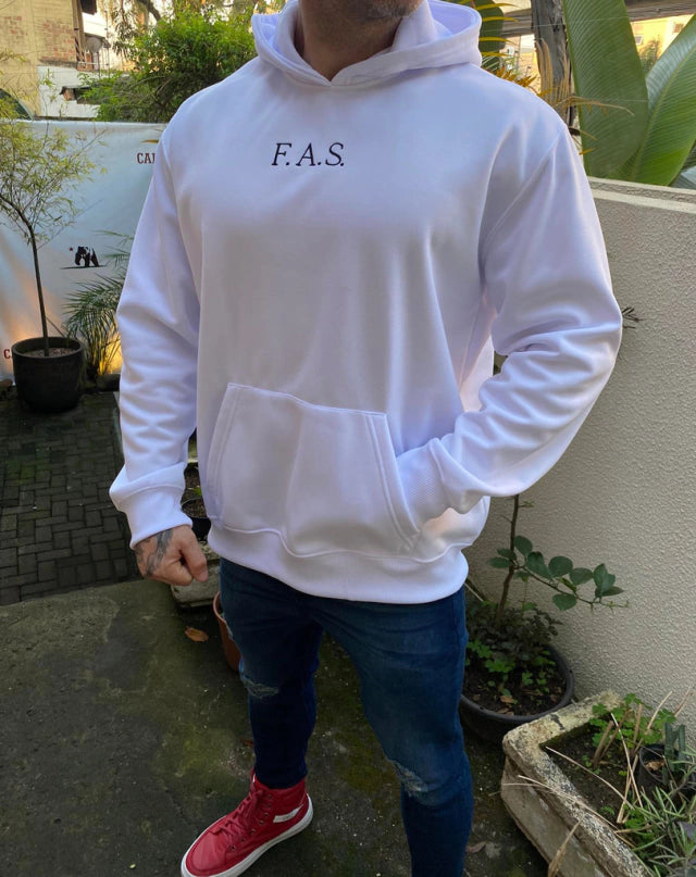 Moletom oversized branco com estampa azul e preta - foto 2 de 5
