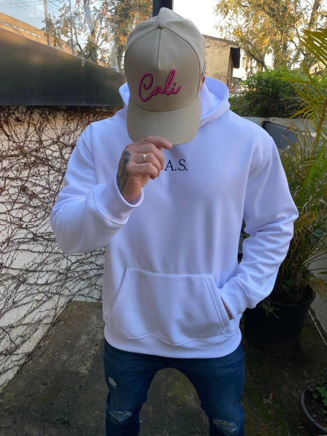 Moletom oversized branco com estampa azul e preta - foto 4 de 5