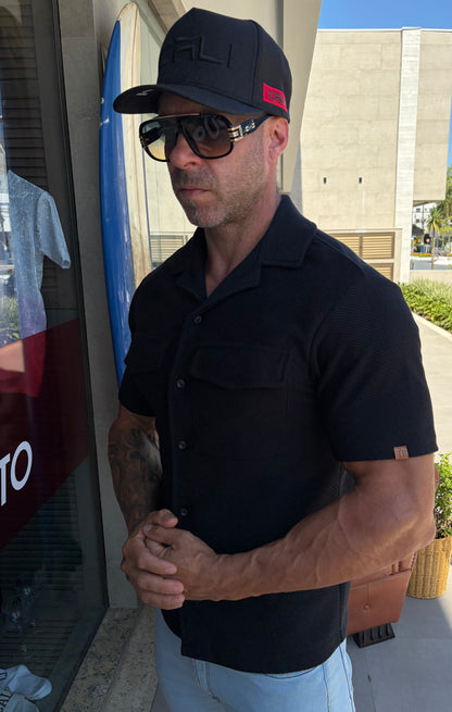 Camisa Resort Milos Bolsos Preto