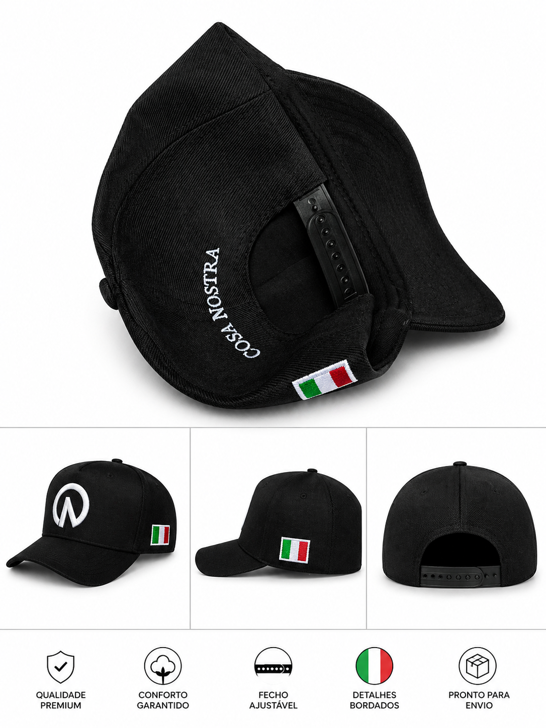 Boné Cosa Nostra Aba Curva Itália Black