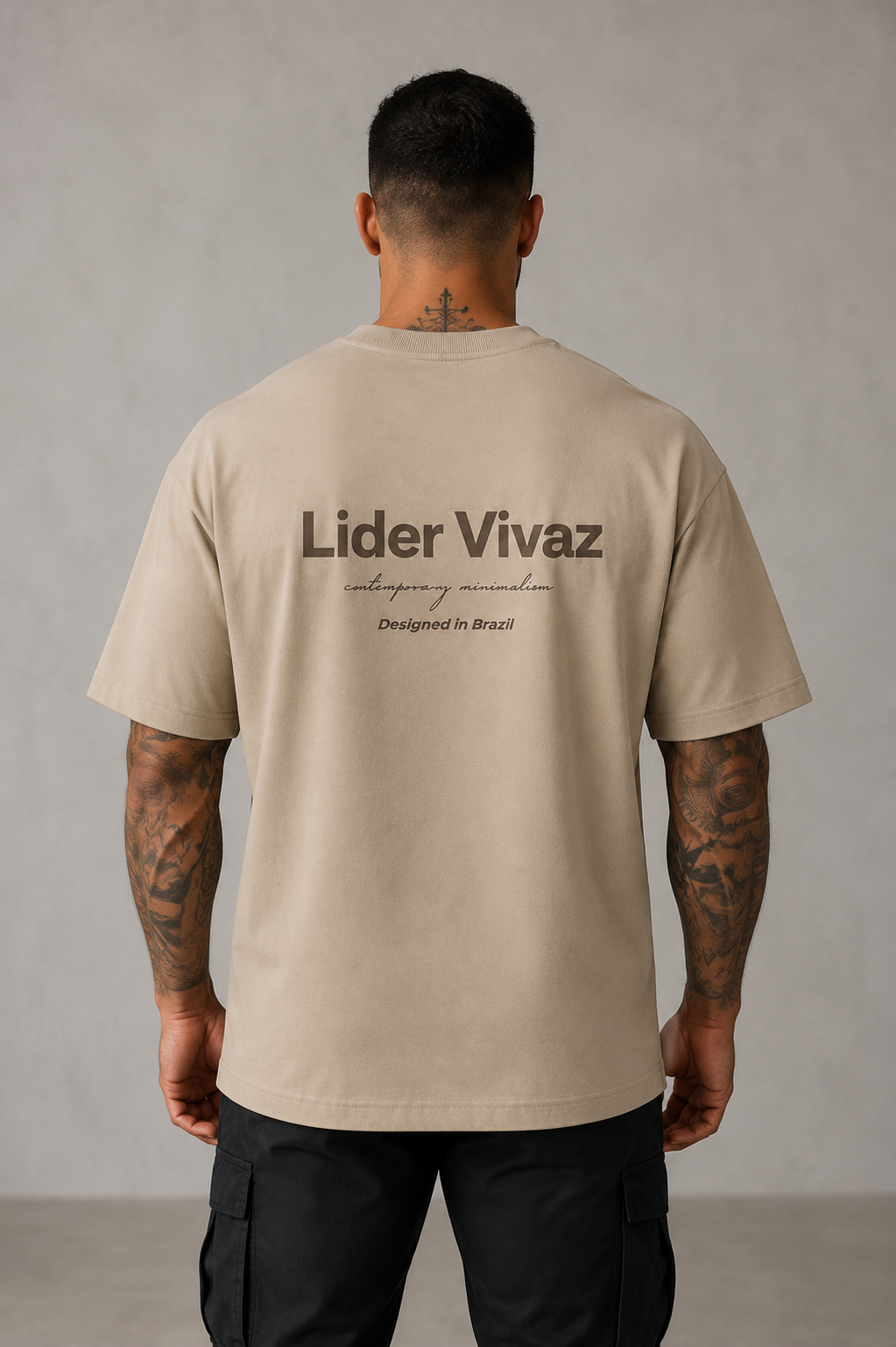 Camiseta Oversized LV Minimalism Bege