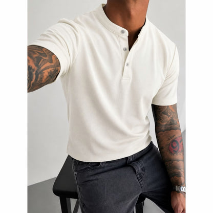 Camiseta Gola Henley Branca