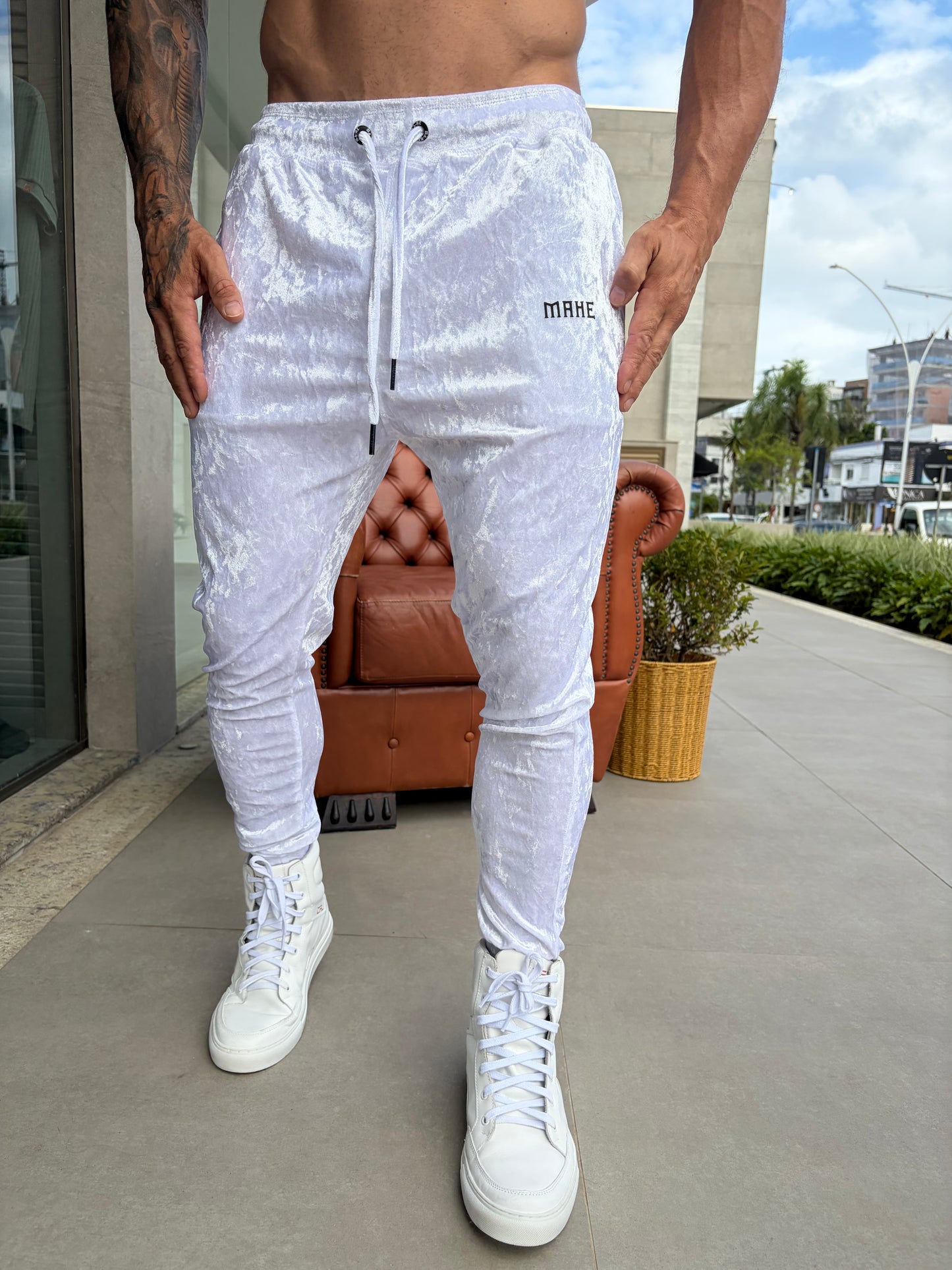 Calça Mahe Skinny Branca Holografic