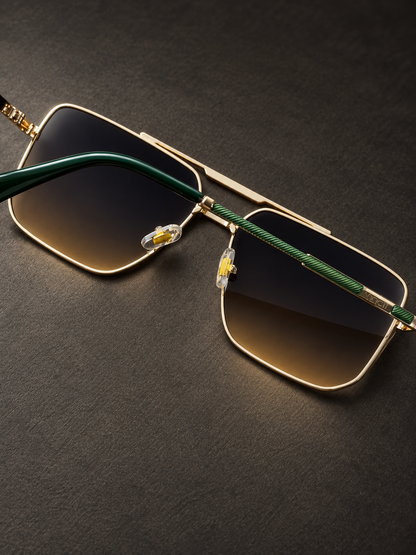Óculos de Sol Vincit Premium Gold Green Fashion Luxo