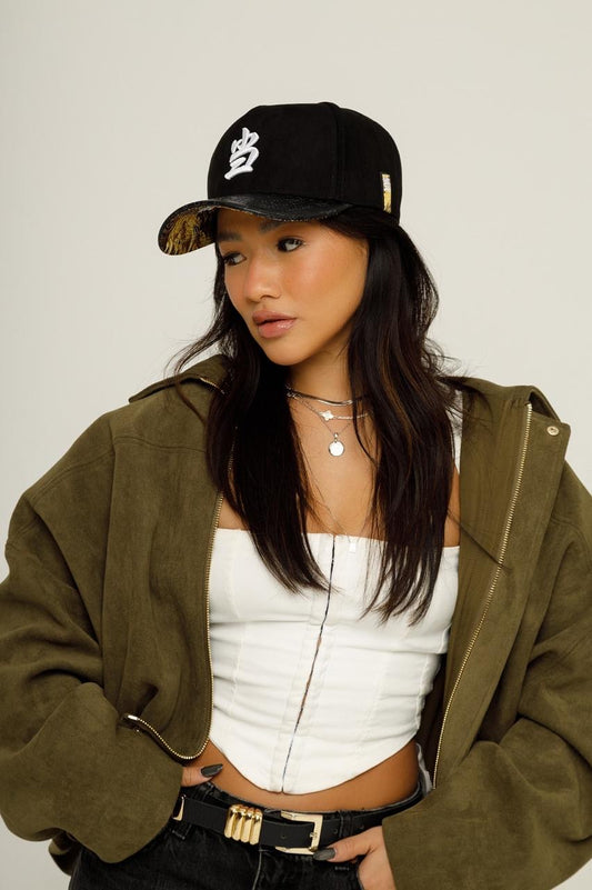 Boné Snapback Suede Preto Dang Logo