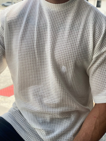Camiseta Over Off White Tricot
