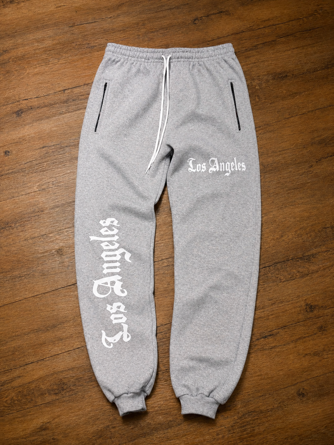 Calça Moletom Jogger LA Grey Ziper