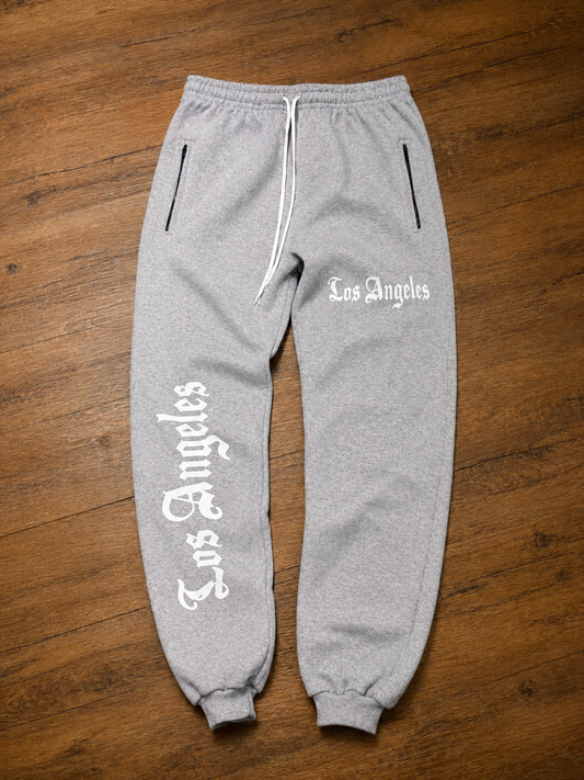 Calça Moletom Jogger LA Grey Ziper