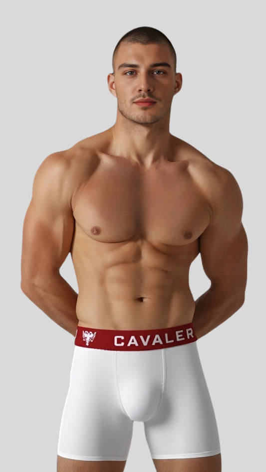 Cueca Cavalera Branca Boxer Vermelha Logo