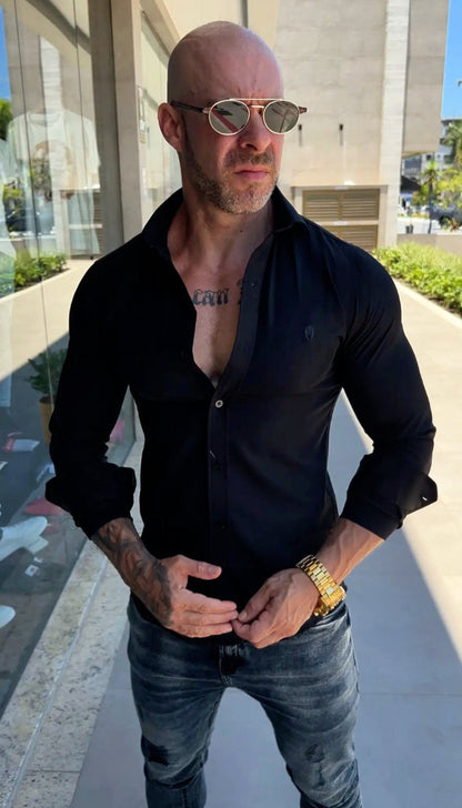 Camisa Slim Black com Elastano