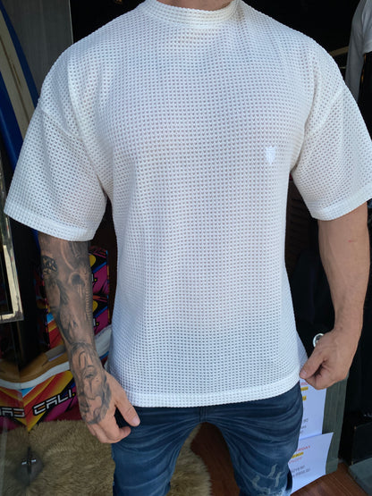 Camiseta Over Off White Tricot