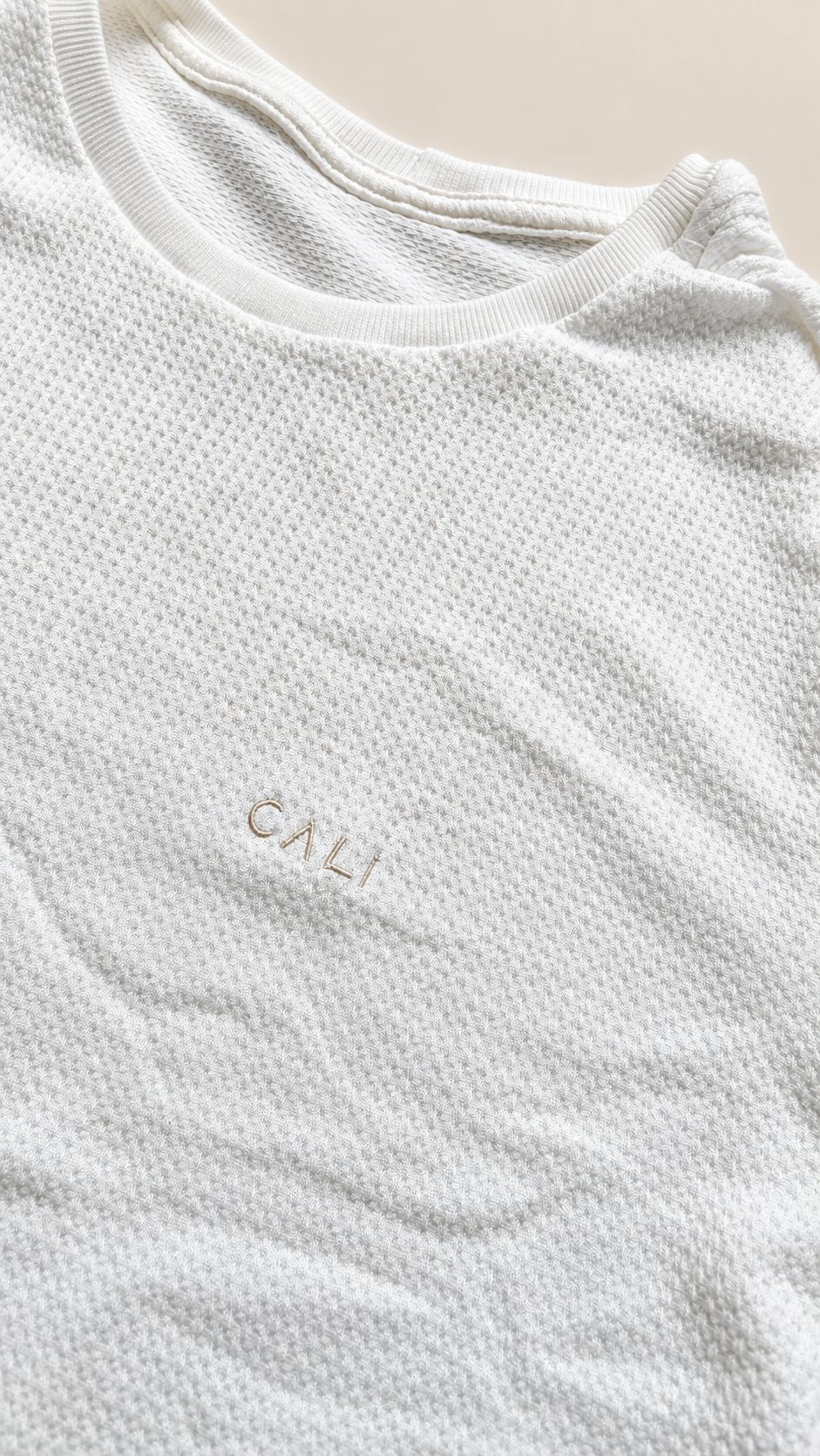 Camiseta Cali Textura Waffle Branca
