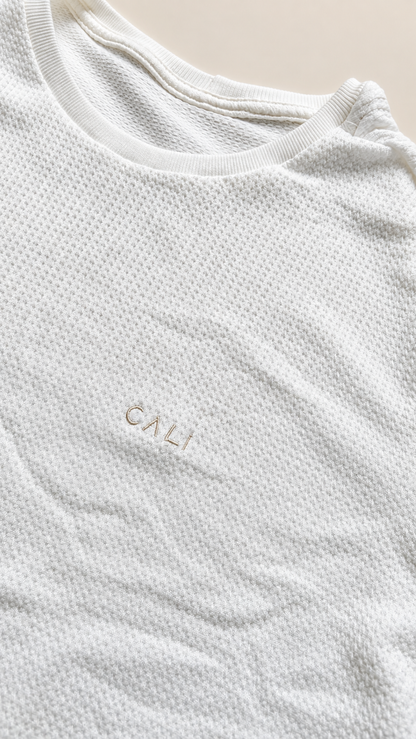 Camiseta Cali Textura Waffle Branca