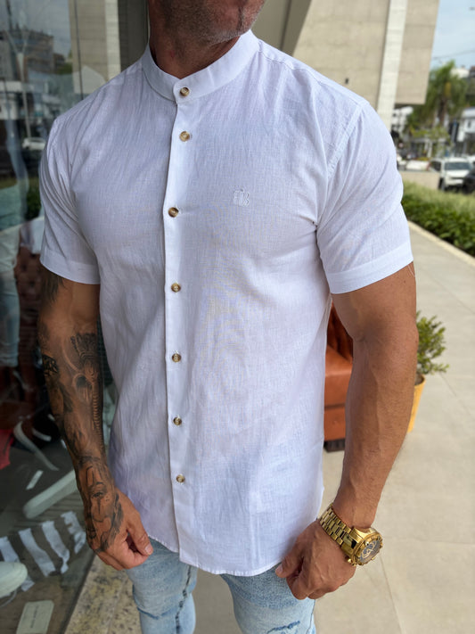 Camisa Gola Padre Linho Branca