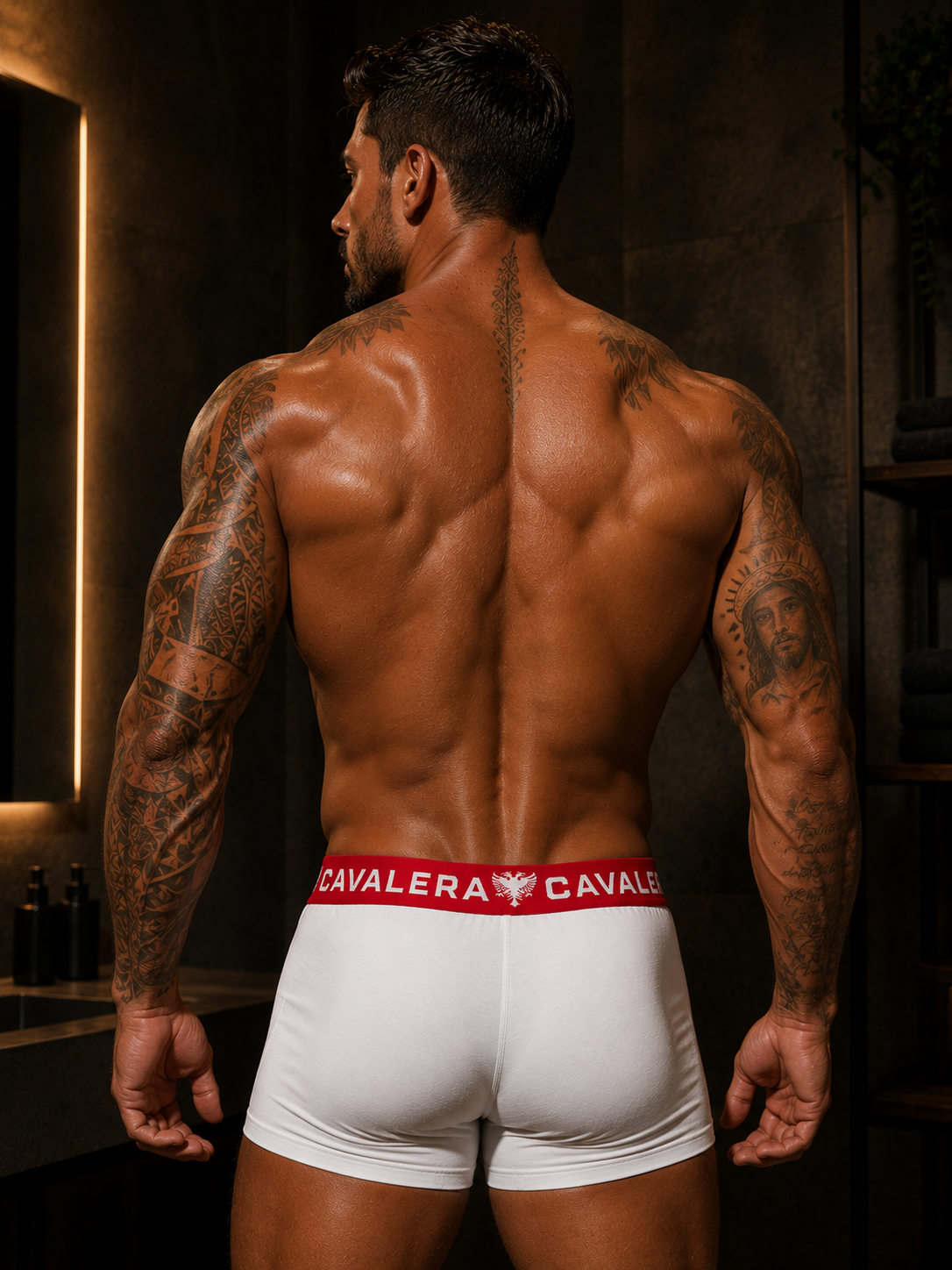 Cueca Cavalera Branca Boxer Vermelha Logo
