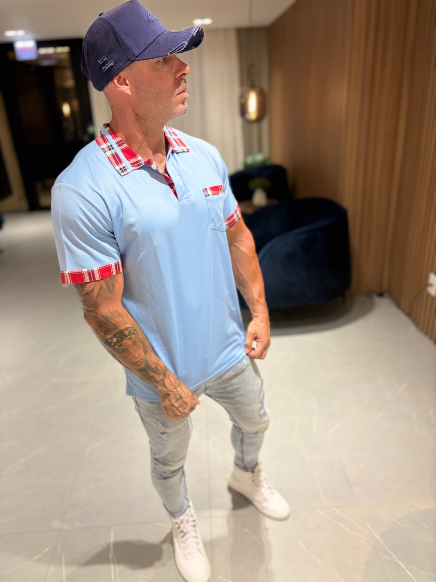 Camiseta Polo Celeste