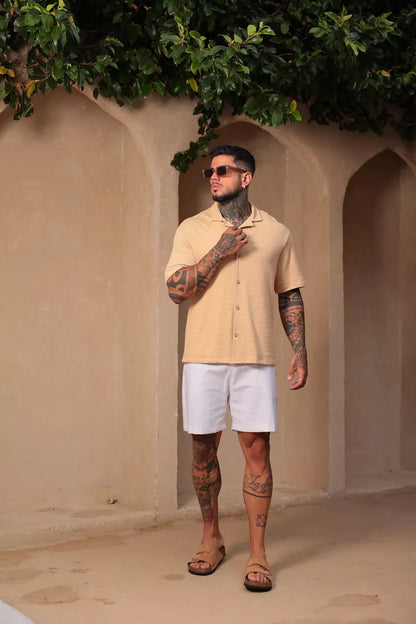 Camisa Resort Mikonos Linho Bege