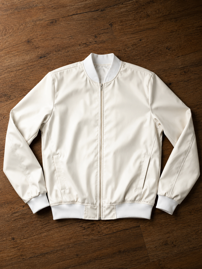 Jaqueta em Couro Off White Classica